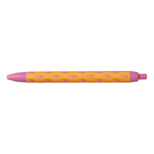 Stylo Noir Tigre rose chaud sur Motif orange gras