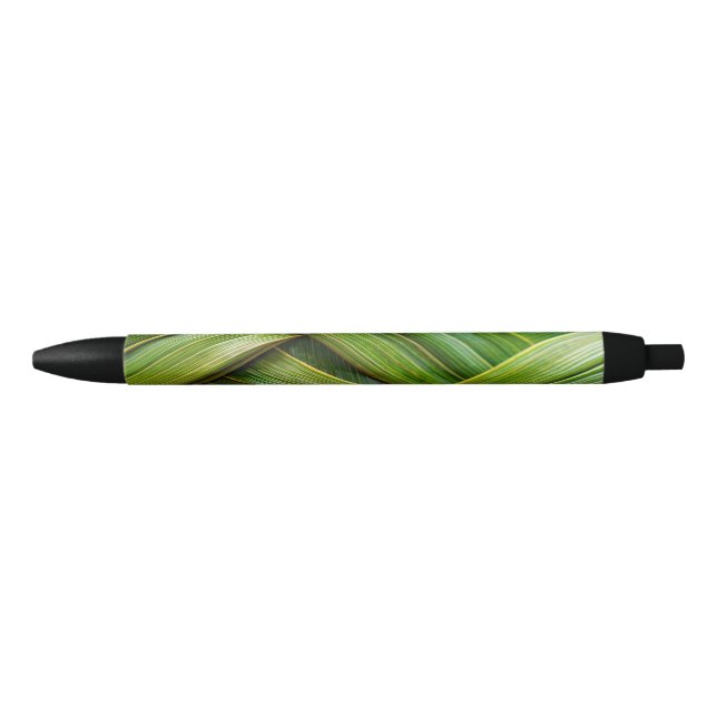 Stylo Noir Tissu de bambou vert frais (Devant)