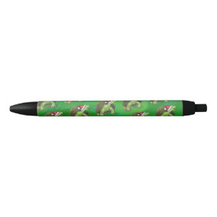 Stylo Noir Tortue à Santa Chapeau sur Vert