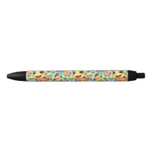 Stylo Noir Tortue de mer bébé heureuse et mignonne