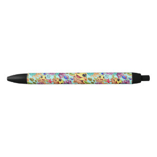 Stylo Noir Tortue de mer Bébé heureux et mignonne personnage