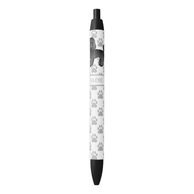 Stylo Noir Toudou de jouet noir caniche mignon & nom (devant Vertical)