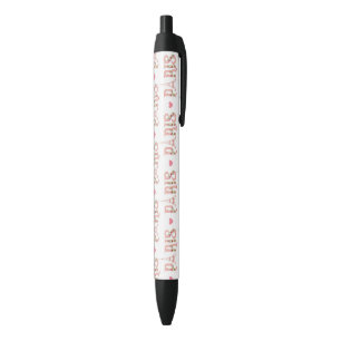 Stylo Noir Tour Eiffel rose silhouette Paris Fleurs Français