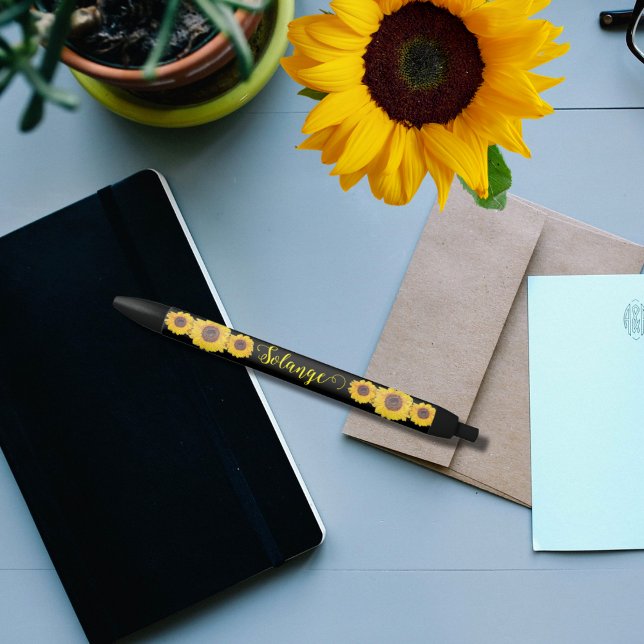 Stylo Noir Tournesol trio -personnalisé (Créateur téléchargé)