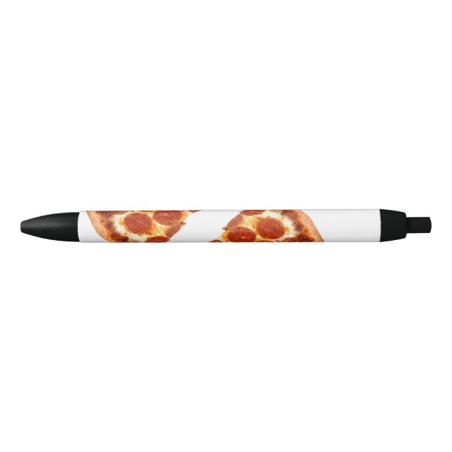 Stylo Noir tranche de pizza pepperoni classique de SlipperyJo (Devant)