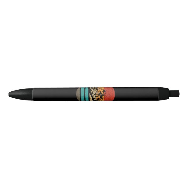 Stylo Noir Tranche de pizza style rétro vintage (Devant)