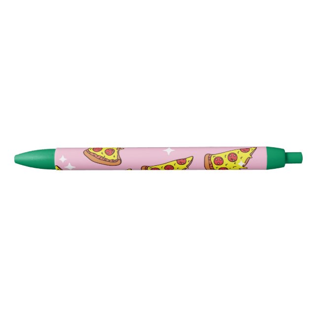 Stylo Noir Tranches de pizza de style rétro en motif continu (Devant)