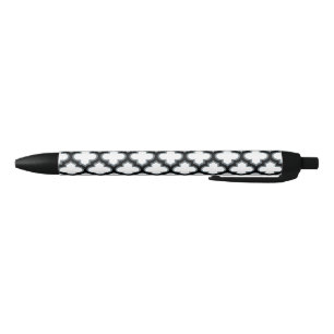 Stylo Noir Trellis blanc et noir, treillis, Quatrefoil