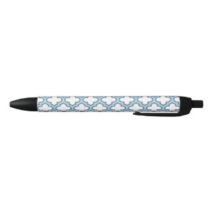 Stylo Noir Trellis bleu blanc et bébé, treillis, Quatrefoil
