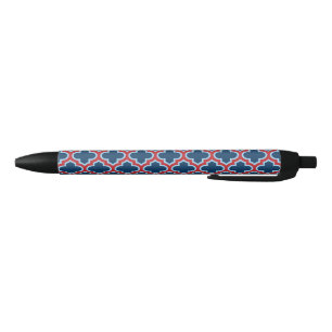 Stylo Noir Trellis marocain bleu et rouge, treillis, Quatrefo