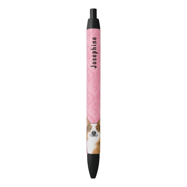 Stylo Noir Tri en tête rouge Pembroke Welsh Corgi Coeurs et n (devant Vertical)