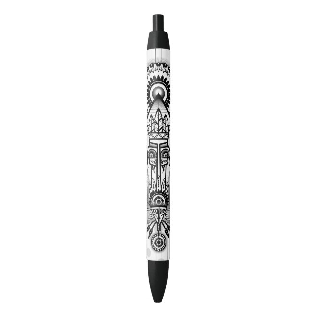 Stylo Noir Tribal autochtone Abstrait (devant Vertical)