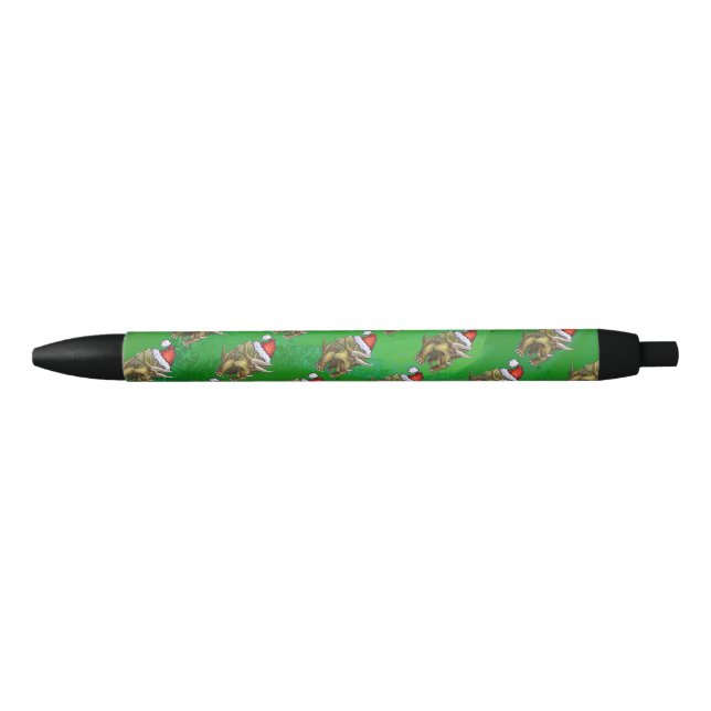 Stylo Noir Triceratops Noël Vert (Devant)