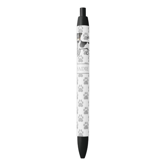 Stylo Noir Tricolor Smooth Coat Jack Russell Terrier & Nom (devant Vertical)