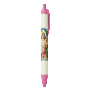 Stylo Noir Triptyque d'ange au ruban rose