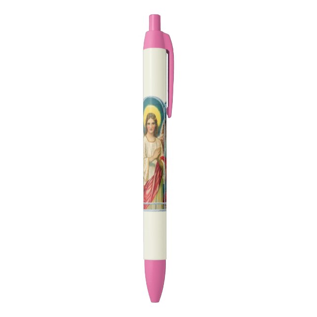 Stylo Noir Triptyque d'ange au ruban rose (Bas (Vertical))