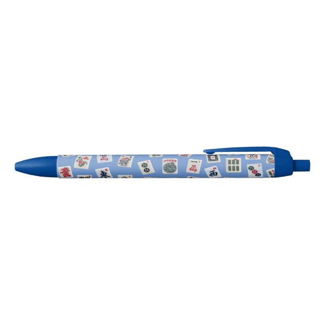 Stylo Noir tuiles de MahJongg (symboles) sur fond bleu (Haut)