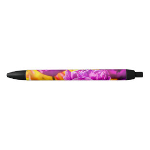 Stylo Noir Tulipes Envoûtantes Violettes
