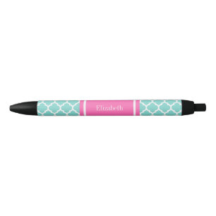 Stylo Noir Turquoise Blanc Marocain #5 Rose Chaud 2 Nom Monog