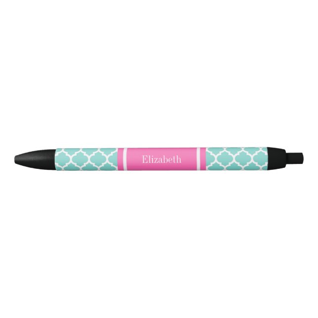 Stylo Noir Turquoise Blanc Marocain #5 Rose Chaud 2 Nom Monog (Devant)