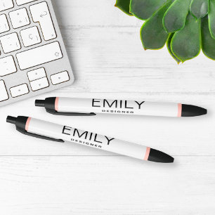 Stylo Noir Typographie noire moderne   Bordure rose