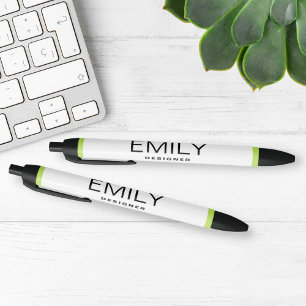 Stylo Noir Typographie noire moderne Bordure verte