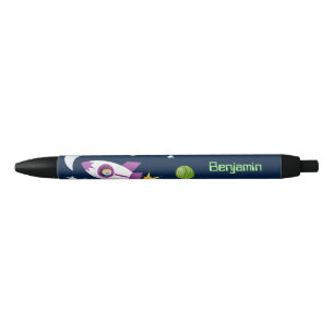 Stylo Noir Un adorable vaisseau-fusée dans l'espace dessin an