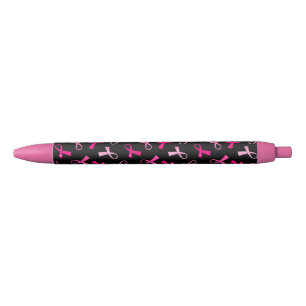 Stylo Noir Un joli Motif à ruban pour cancer du sein rose