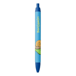 Stylo Noir Un mignon escargot heureux sur une illustration d'