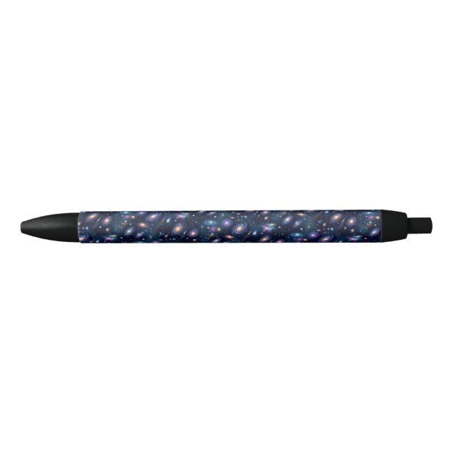 Stylo Noir Un motif spatial sans couture de galaxies et de pl (Devant)
