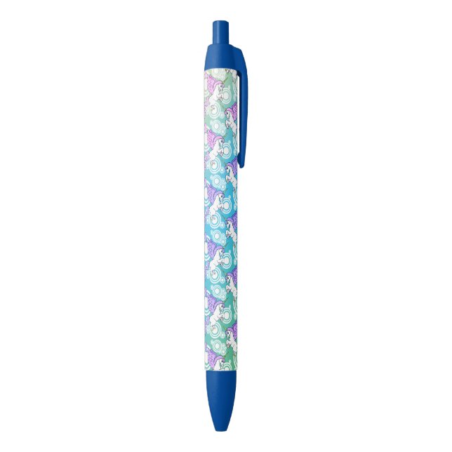 Stylo Noir Unicorne blanche et rose (Bas (Vertical))