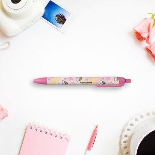 Stylo Noir Unicornes lunaires et Monogramme des arcs-en-ciel