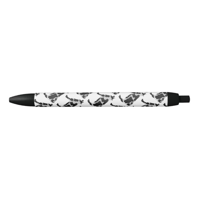 Stylo Noir Vache Noir et Blanc Silhouette (Devant)