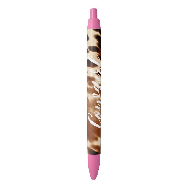 Stylo Noir Vachette blanche Brown Western (devant Vertical)