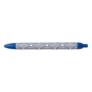 Stylo Noir Vagues anciennes de Seigaiha japonais