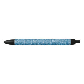 Stylo Noir Vagues océaniques bleues et blanches