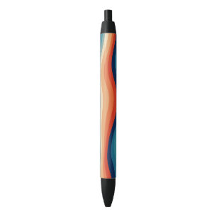 Stylo Noir Vagues Rétro Colorées Vintage