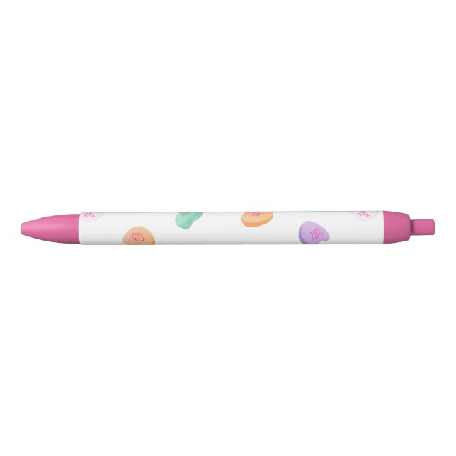 Stylo Noir Valentines Day Candy Hearts Motif (Devant)
