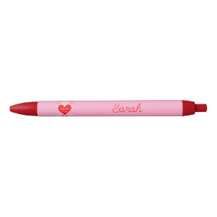 Stylo Noir Valentines Jour Amour Coeur Axolotl Nom personnali