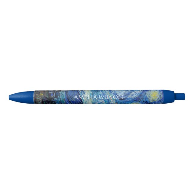 Stylo Noir Van Gogh – The Starry Night – Custom Text (Devant)