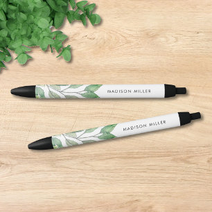 Stylo Noir Verdure aquarelle personnalisée