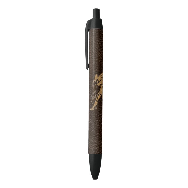 Stylo Noir Verseau simili cuir (Haut (Vertical))
