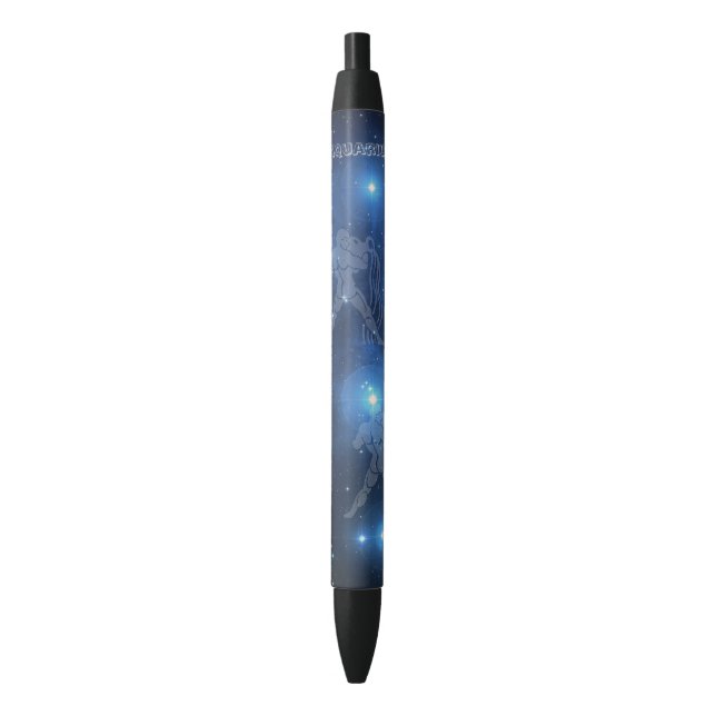 Stylo Noir Verseau transparent (devant Vertical)