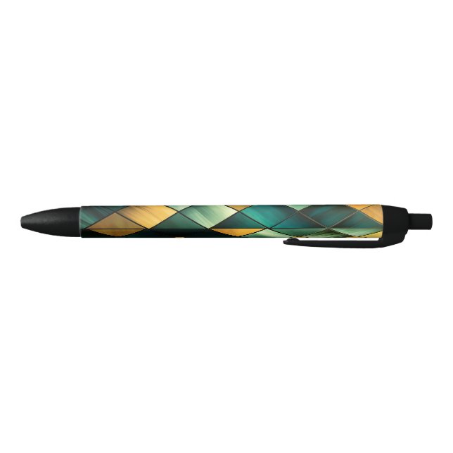 Stylo Noir Vert Abstrait doré géométrique (Bas)
