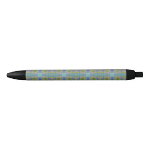 Stylo Noir Vert bleu violet géométrique