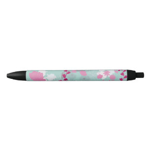 Stylo Noir vert fleurs