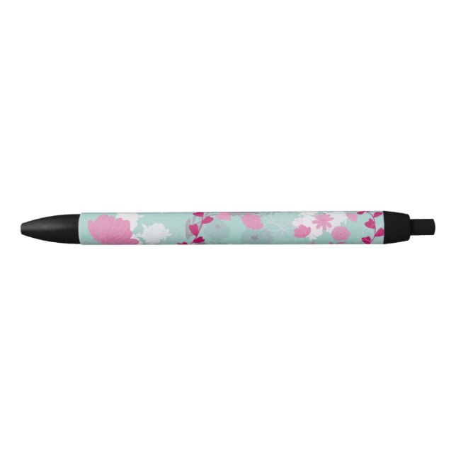 Stylo Noir vert fleurs (Devant)