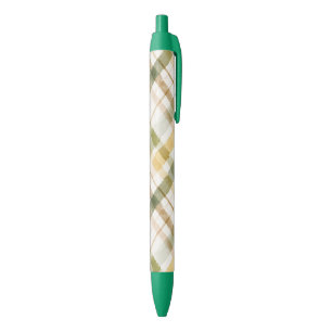 Stylo Noir Vert Jaune Marron Carreaux Rayures 