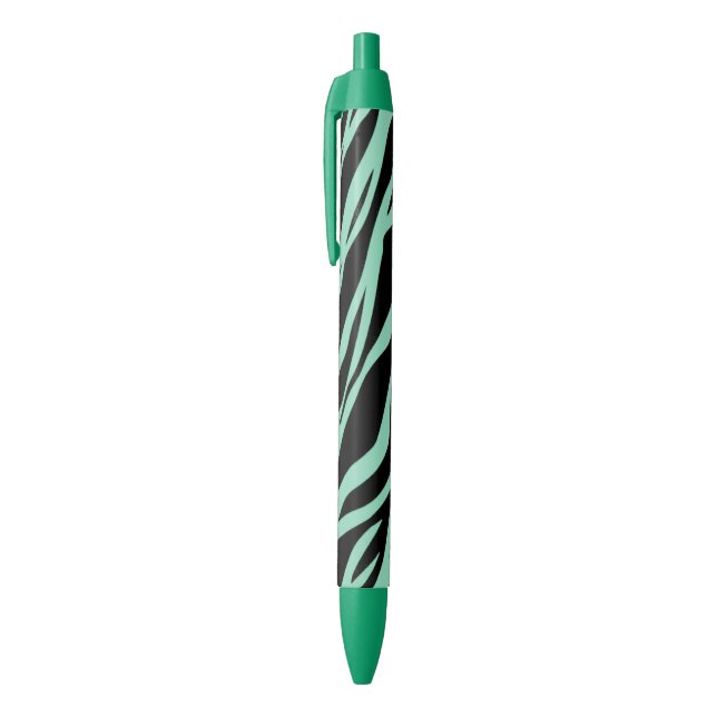 Stylo Noir Vert Menthe Rayé Zèbre (Haut (Vertical))