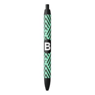 Stylo Noir Vert menthe tendance motif chevron monogramme